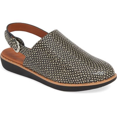 Fitflop Sage Snake Print Slingback Wedge, Black