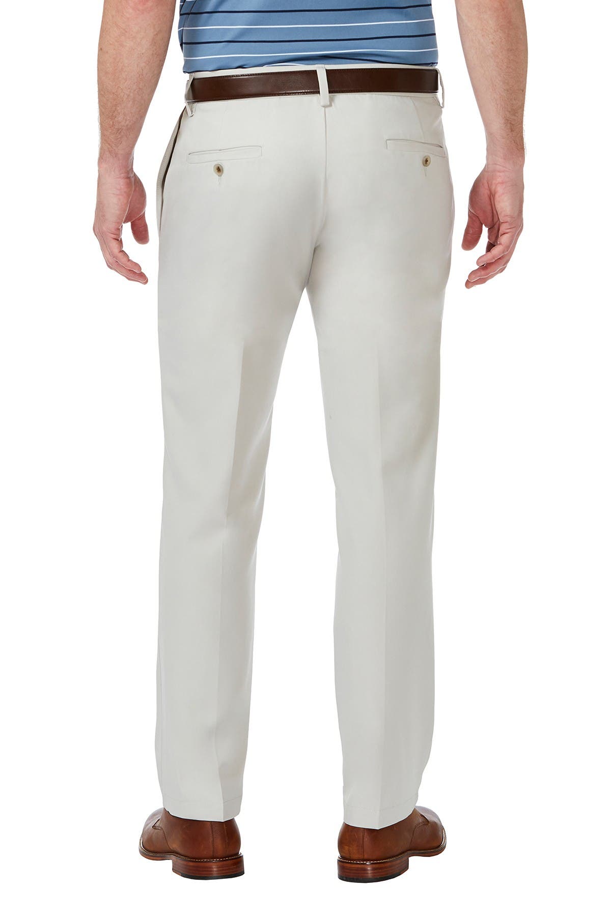 Haggar Cool 18 Pro Straight Fit Flat Front Pants In Light Beige