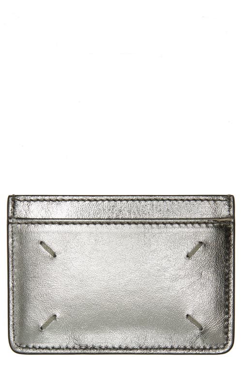 Maison Margiela Four-Stitch Leather Card Case in Silver