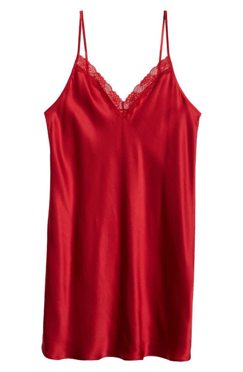 Etam Milky Lace Trim Silk Chemise In Cardinal
