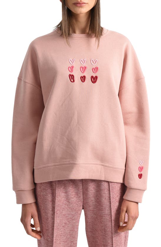 Molly Bracken Embroidered Heart Sweatshirt In Pink
