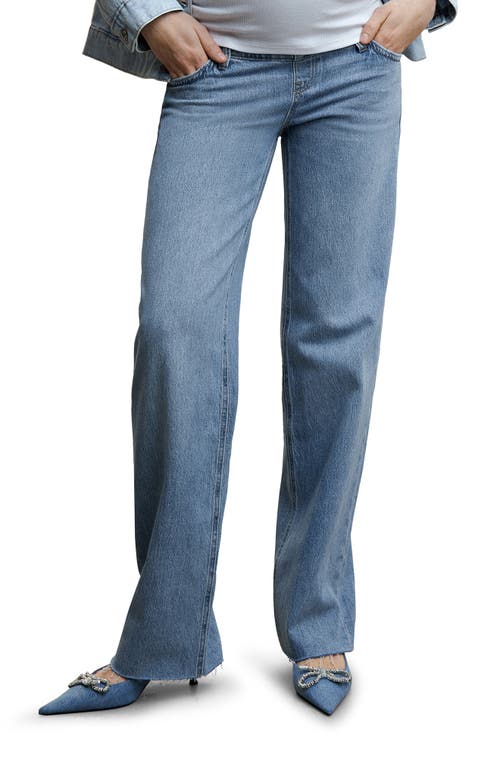 MANGO Raw Hem Wide Leg Maternity Jeans in Medium Blue at Nordstrom, Size 2