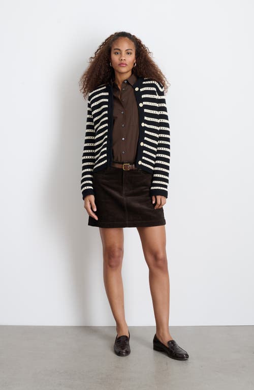 Shop Alex Mill Haley Stripe Cotton Cardigan In Black/ivory