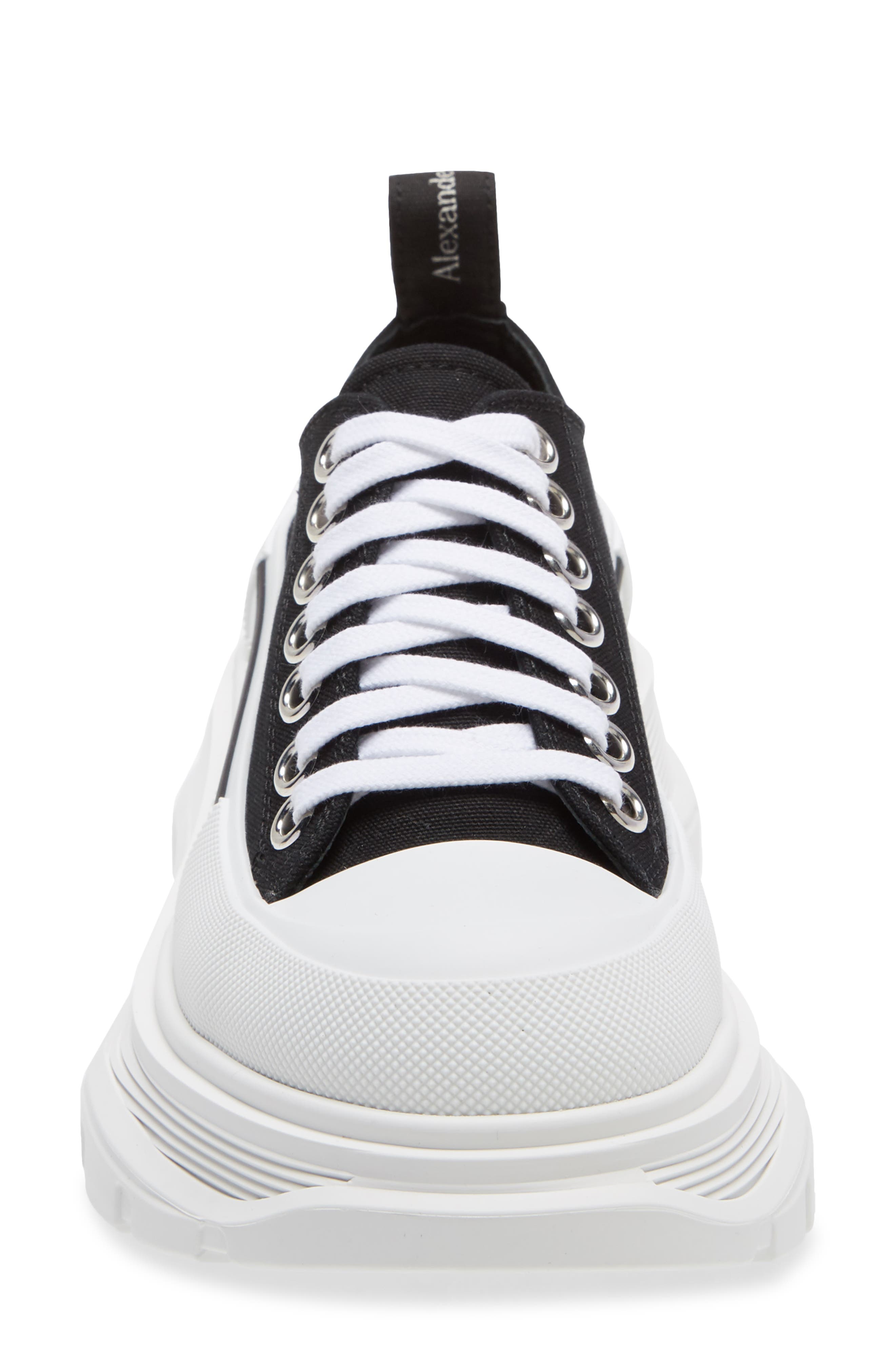 Alexander McQueen Tread Slick Canvas & Leather Sneaker in White Womens Shoes Trainers Low-top trainers 