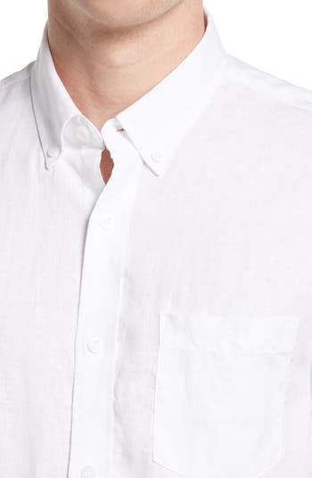 Nordstrom Trim Fit Short Sleeve Linen Button-Down Shirt