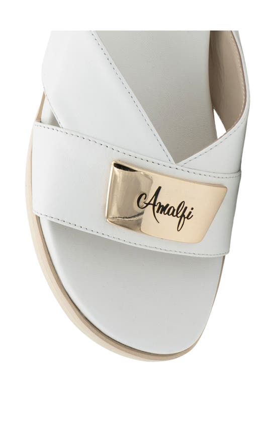 Shop Amalfi By Rangoni Bardolino Slide Sandal In White Parmasoft Gold Hardware