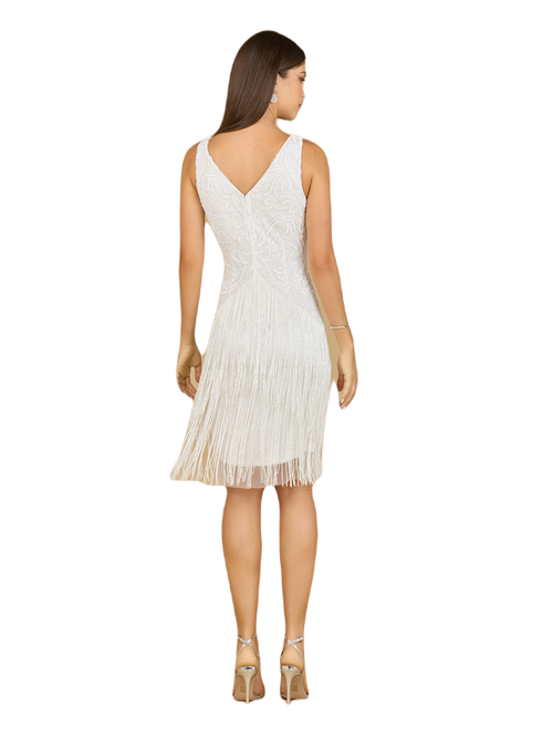 LARA NEW YORK LARA NEW YORK BEADED FRINGE COCKTAIL DRESS 