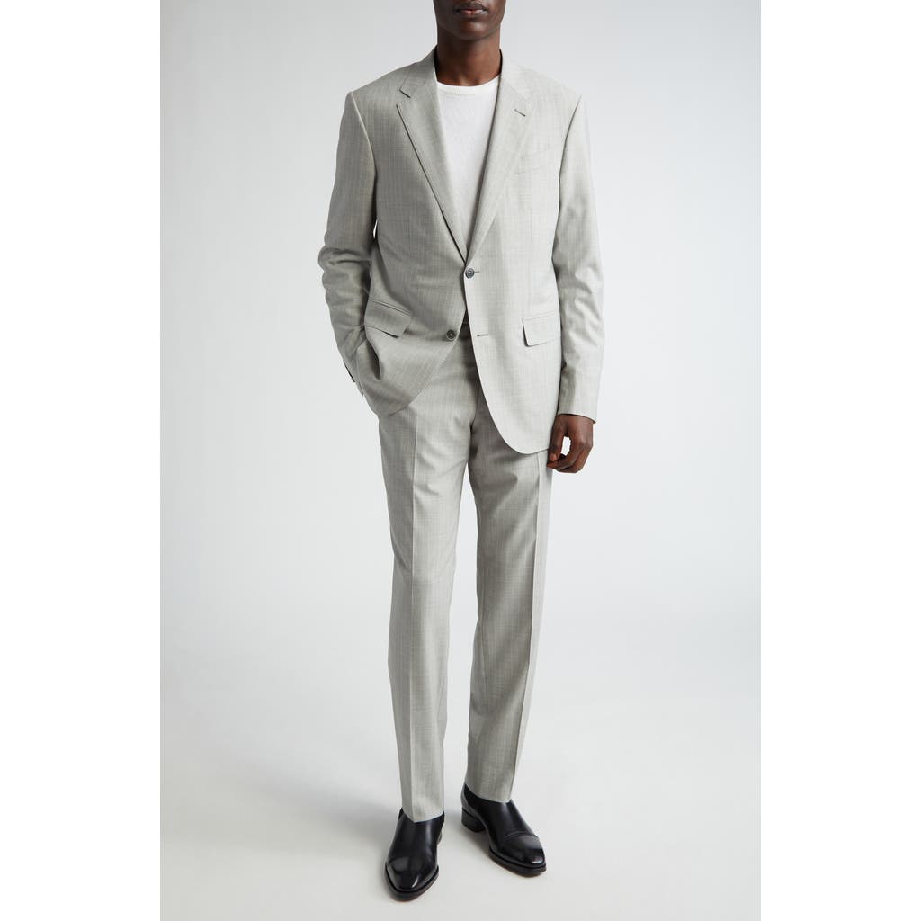Shop Zegna 14milmil14 Regular Fit Pinstripe Wool Suit In Light Grey/white Stripe