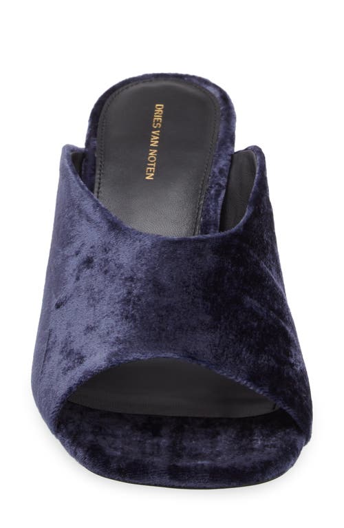 Shop Dries Van Noten Velvet Mule In Navy