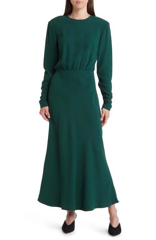ARGENT Crosby Blouson Bodice Long Sleeve Dress in Emerald