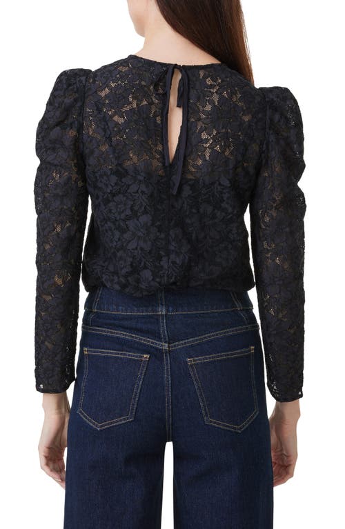 Shop Habitual Floral Lace Puff Shoulder Top In Black