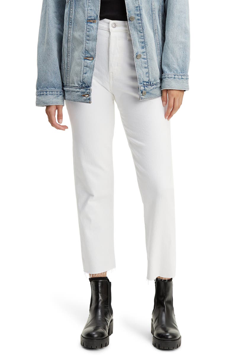 Levi's® Wedgie High Waist Frayed Crop Straight Leg Jeans (In the Clouds