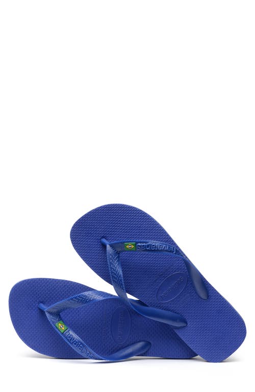 Shop Havaianas Brazil Flip Flop In Marine Blue Multi