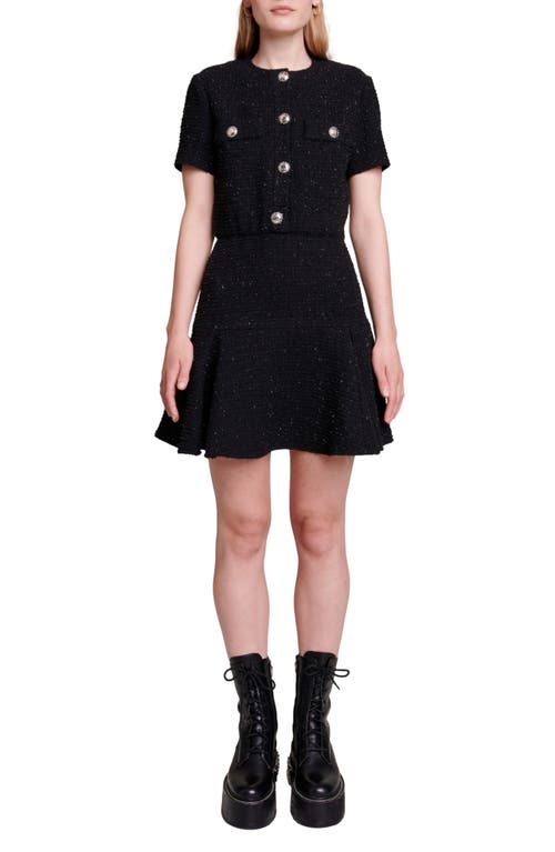 maje Rateau Tweed A-Line Dress in Black at Nordstrom, Size 2