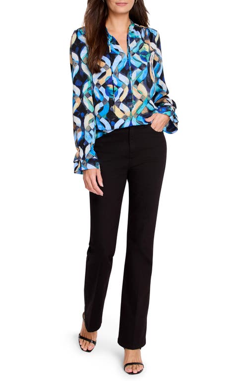 Nic + Zoe Blue Wave Links Top In Multi In Blue