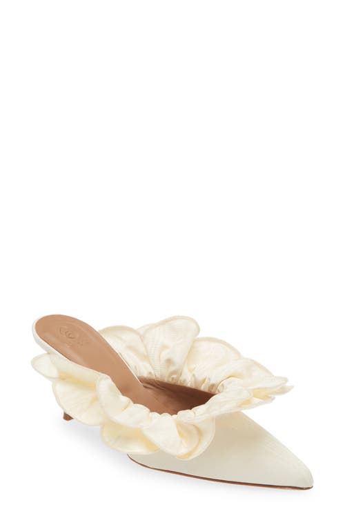 Stell Ruffle Pointed Toe Mule in Ivory