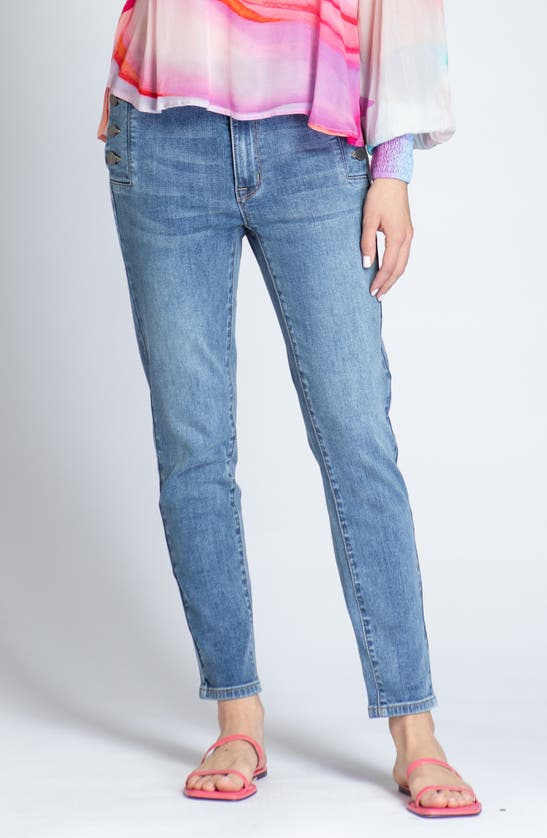 Shop Apny Sailor Pocket Crop Skinny Jeans In Medium Indigo