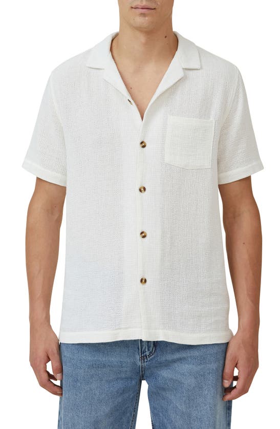 Shop Cotton On Palma Cotton Blend Camp Shirt In White