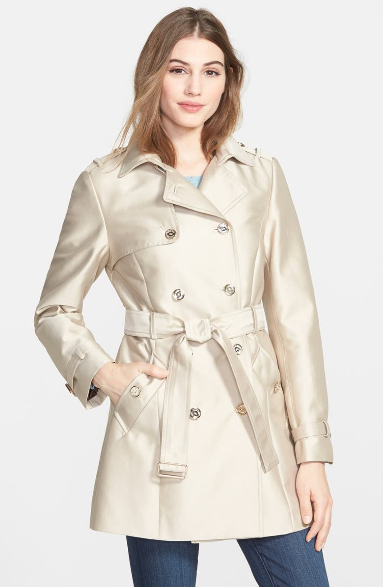 Calvin Klein Double Breasted Satin Trench Coat | Nordstrom