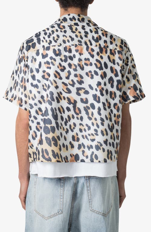 Mnml Animal Print Short Sleeve Button-up Shirt In Beige Multi