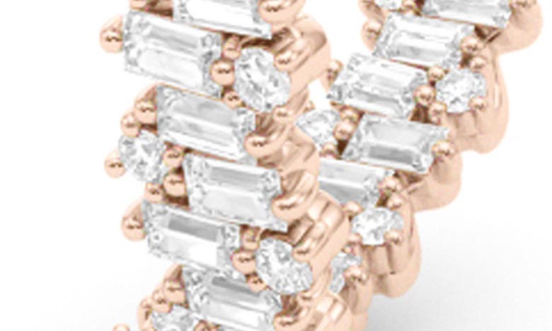 Shop Hautecarat Baguette & Round Brilliant Lab Created Diamond Hoop Earrings In 18k Rose Gold