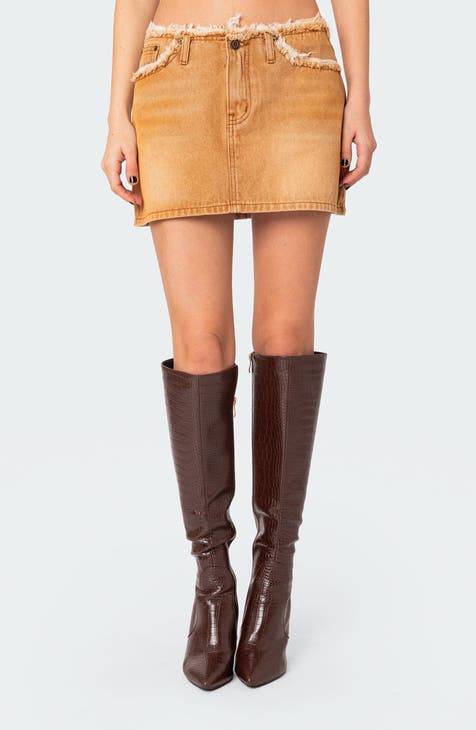 Tan best sale jean skirt