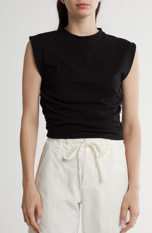 Shop Renee C Ruched Side Muscle Tee In Black