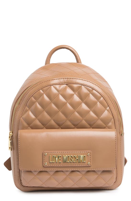 Love Moschino Borsa Quilted Nappa Mini Backpack In Neutrals