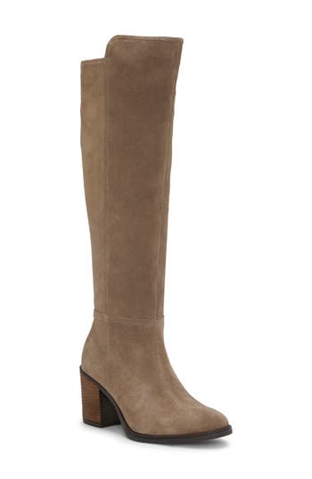 Lucky Brand Bonnay Womens Extra Wide Calf Suede Knee-high Boots In Mink Bliss Oiled Suede