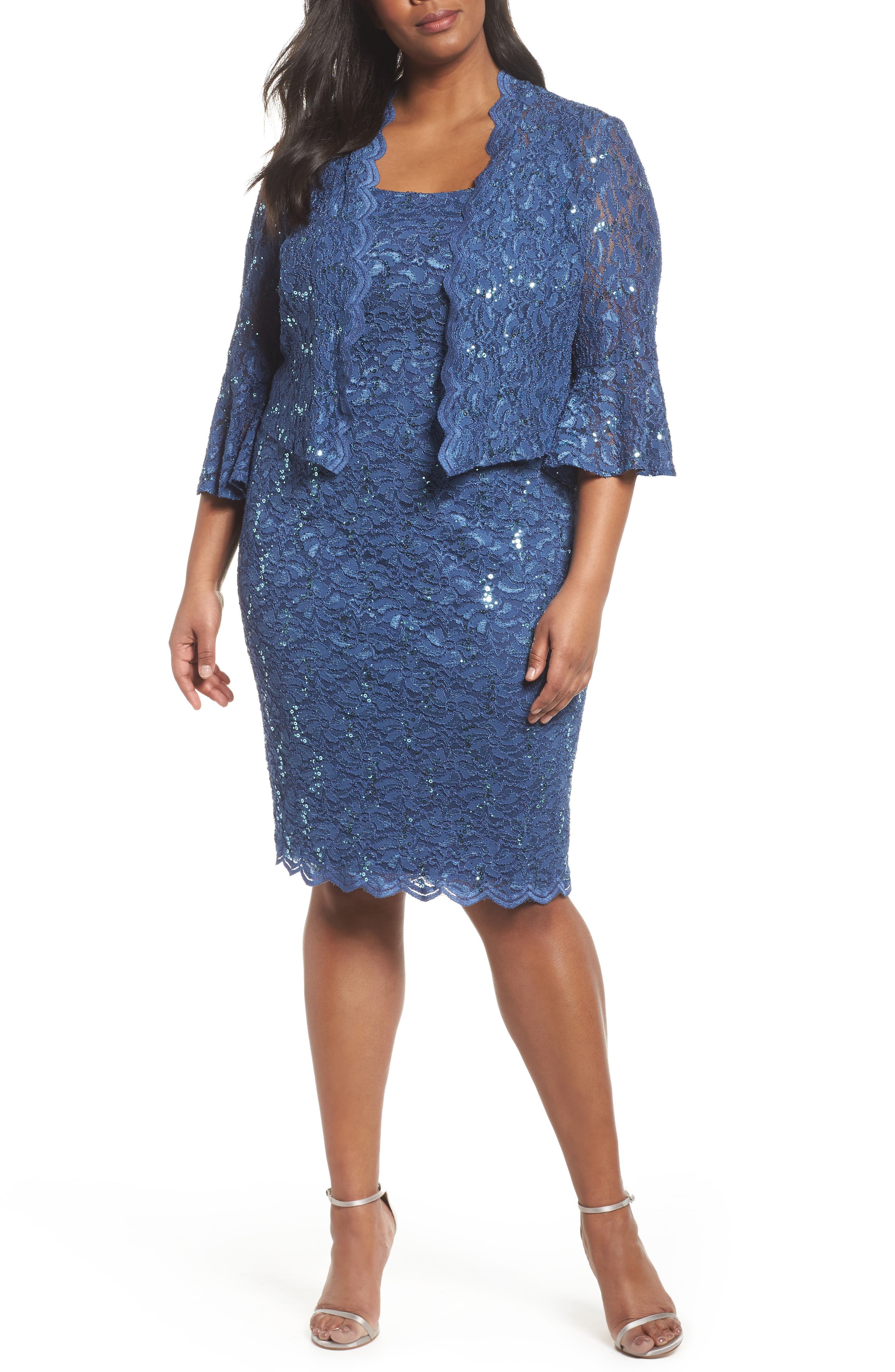 alex evenings lace sheath dress and jacket