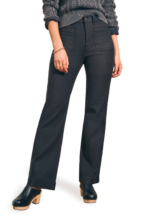 Stretch Terry Wide Leg Pants in Washed Black