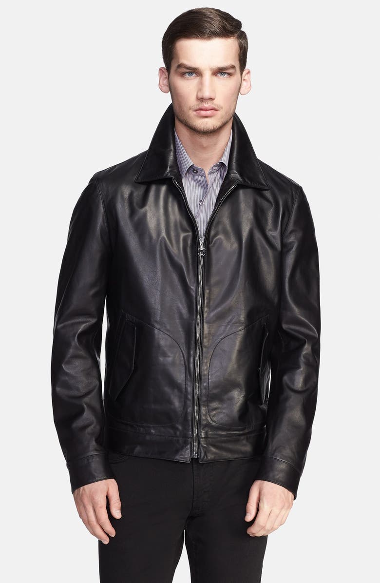 Salvatore Ferragamo Trim Fit Leather Jacket | Nordstrom
