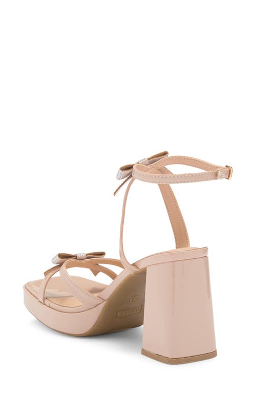 Top Guy Shoes Crystal Bow Block Heel Sandal In Nude