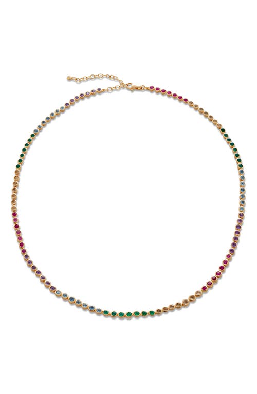 Monica Vinader Rainbow Stone Tennis Necklace in 18K Gold Vermeil/Mixed Stones at Nordstrom