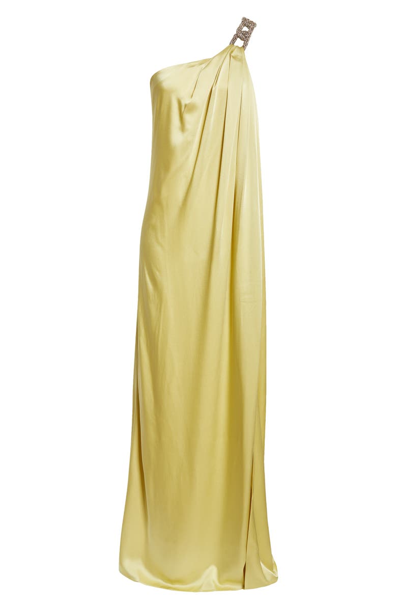 Stella McCartney Falabella Crystal Chain Satin One-Shoulder Gown ...