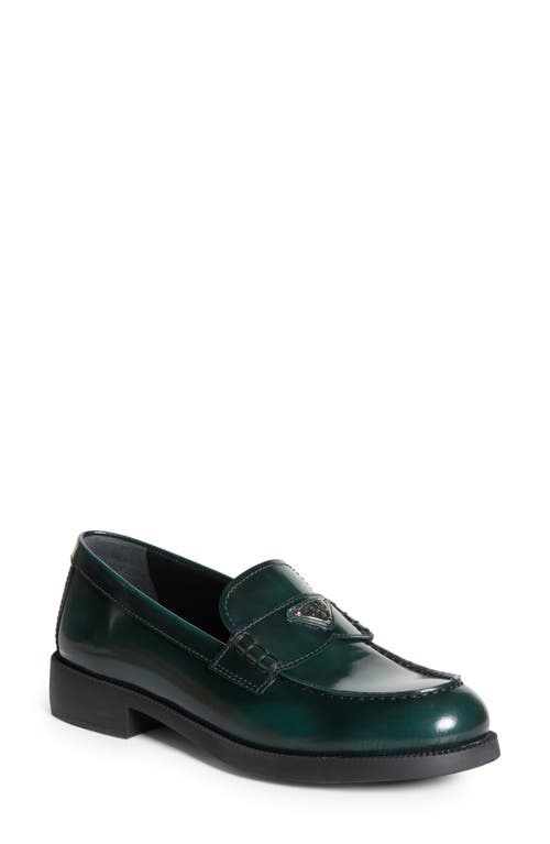 Prada Triangle Logo Loafer In Bosco