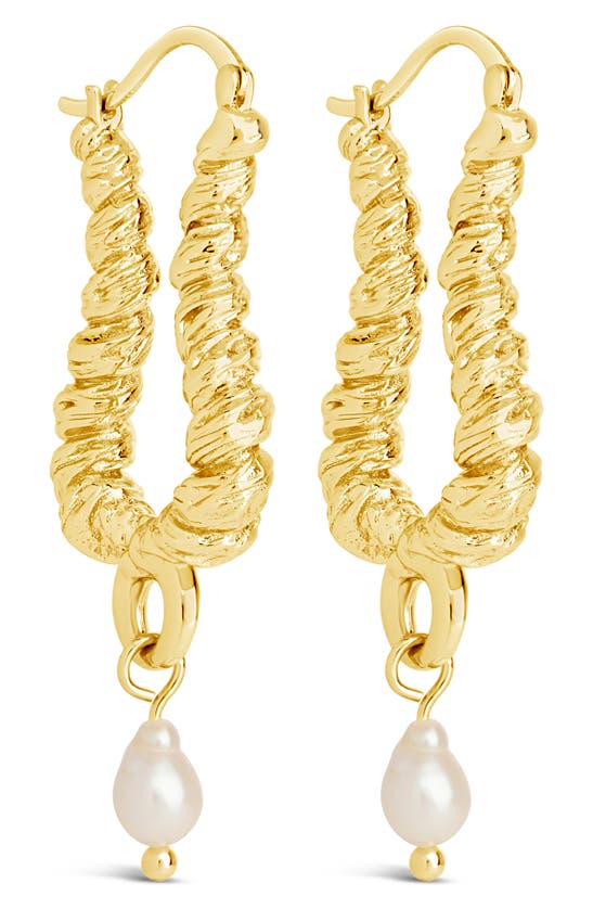 Shop Sterling Forever Sylvie Freshwater Pearl Hoop Earrings In Gold