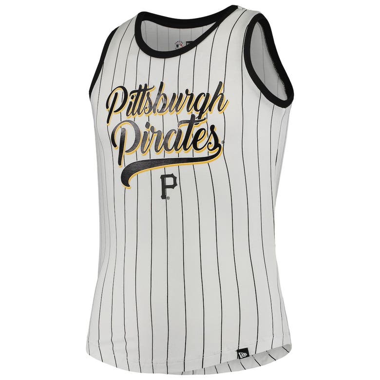 Women's New Era White/Black Pittsburgh Pirates Pinstripe Scoop Neck Tank Top