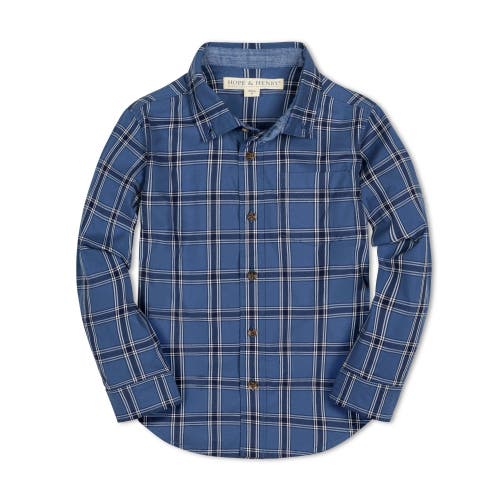 Shop Hope & Henry Boys' Organic Stretch Poplin Shirt, Kids In Dark Blue Homeroom Plaid