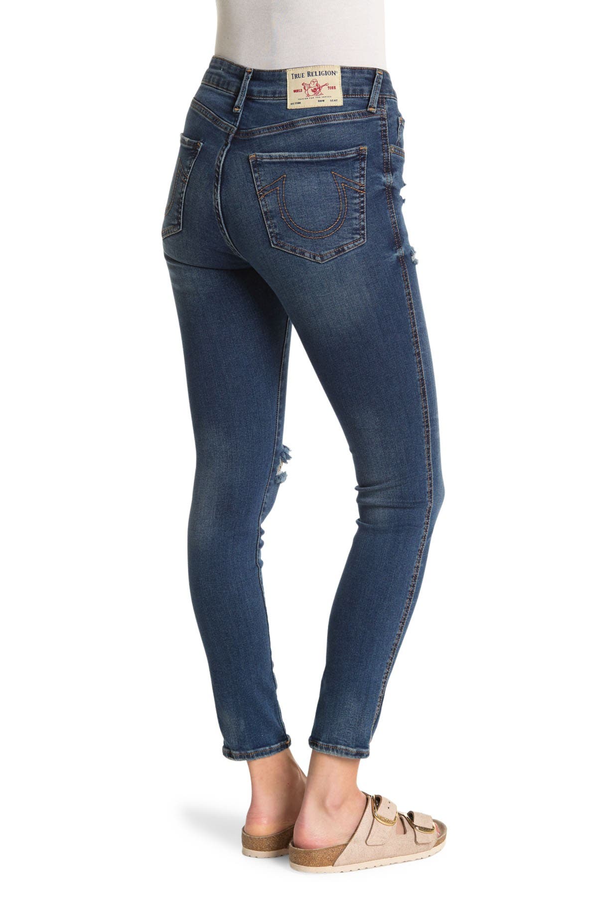 True Religion Destroyed Skinny Jean In Dark Blue