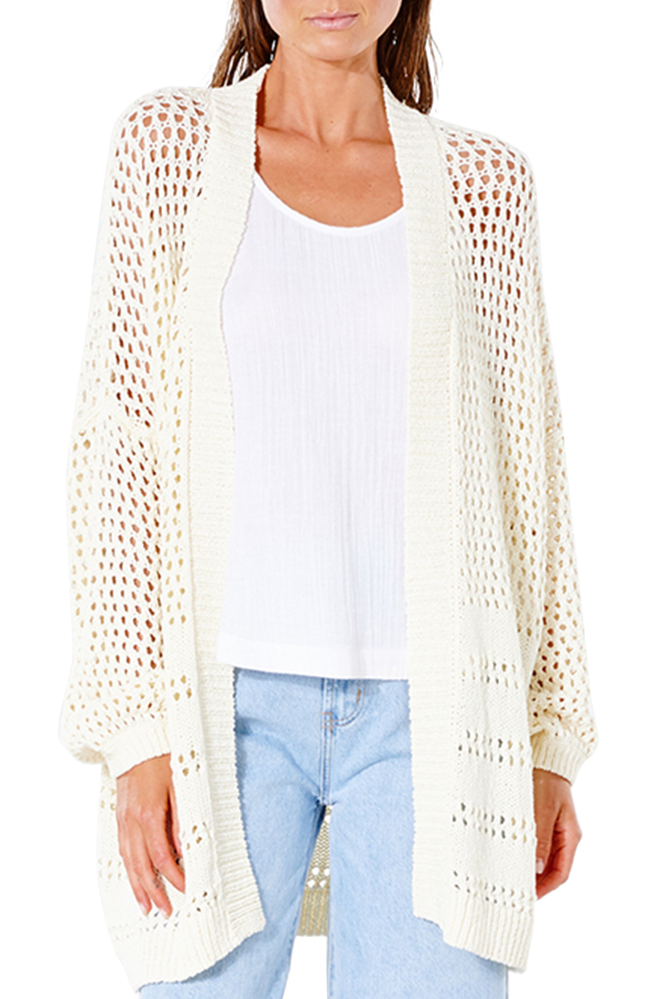 cream open knit cardigan