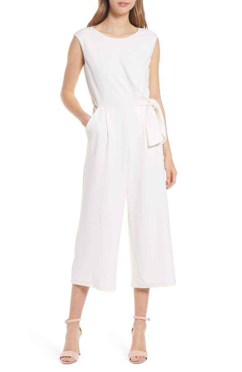 TAHARI ASL Side Knot Jumpsuit, Main, color, IVORY