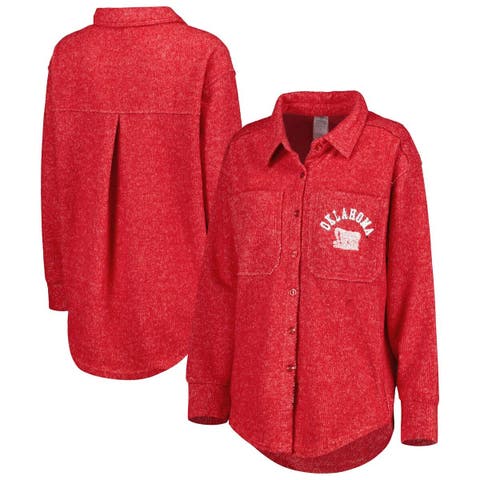 Women's Gameday Couture Gray Louisville Cardinals Switch It Up Tri-Blend  Button-Up Shacket