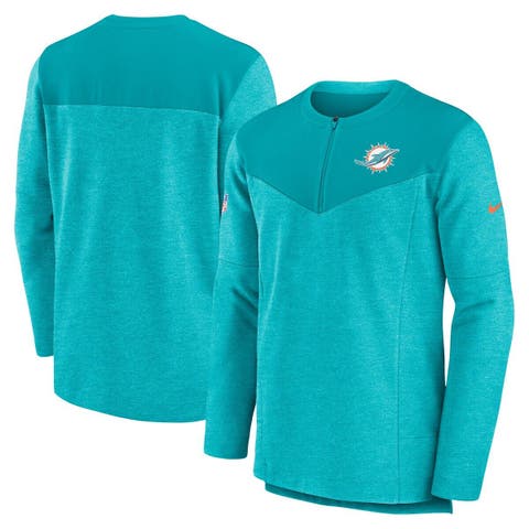 Men's Nike Aqua Miami Dolphins Sideline Lockup Performance Quarter-Zip Top