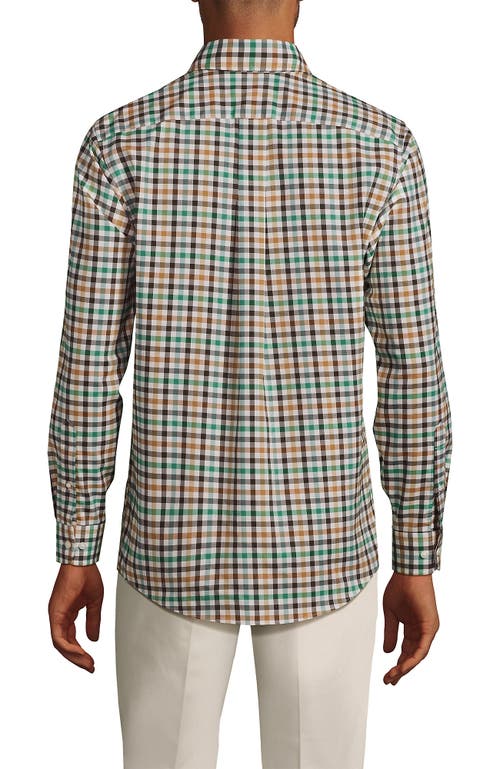 Shop Lands' End Traditional Fit No Iron Twill Shirt In Fresh Evergreen/green Plaid