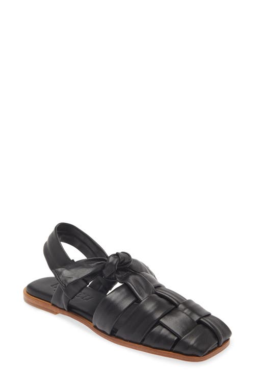 Hereu Bena Woven Bow Flat Sandals In Black/natural