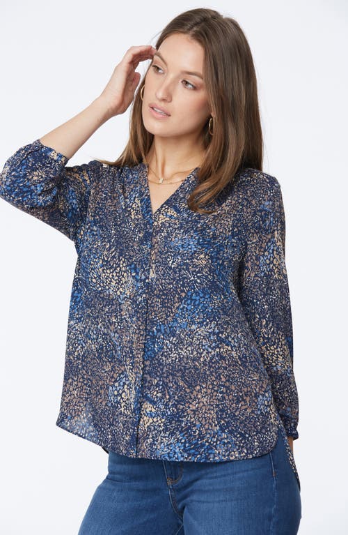 Shop Nydj Pintuck Blouse In Indigo Dot