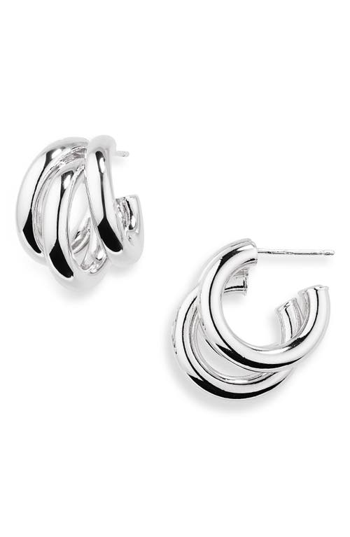 Shop Nordstrom Rack Triple Design Hoop Earrings In Silver