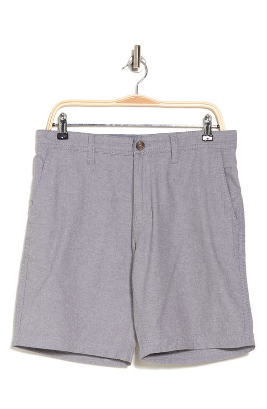 14th & Union Flat Front Chambray Trim Fit Shorts In Grey Cobble