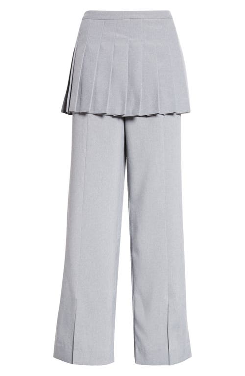 Shop Sandy Liang Lichi Layered Split Straight Leg Pants In Grey